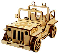 StonKraft Wooden 3D Puzzle Military Jeep - Desk Organizer, Pen Stand, Card Holder - Easy to Assemble