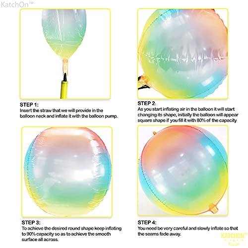 Jumbo Transparent Pastel Rainbow Balloon - Pack of 6