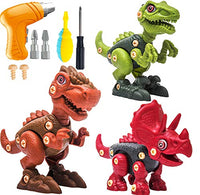 WeYingLe Dinosaur Toys for Kids Dino Building Toys Set Take Apart with Electric Drill T Rex Triceratops Velociraptor STEM Toys for 3 4 5 6 7 8 Year Old Boys and Girls (Three Dinosaur Sets)