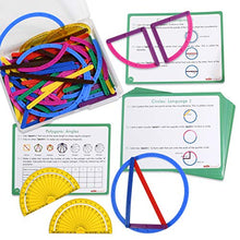 Load image into Gallery viewer, edxeducation GeoStix Deluxe Set - Learn Geometry with 100 Flexible Construction Sticks - Includes 2 Protractors and Activity Cards - Manipulative for Math, Art and Fine Motor Skills
