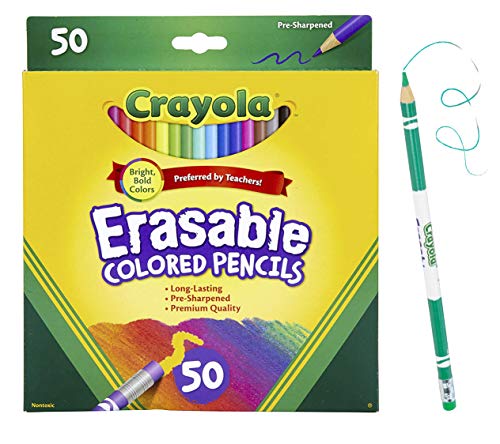 Crayola Erasable Colored Pencils, Back to School Supplies, 50 Count