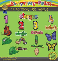 Playtime Felts Butterfly Life Cycle Story Set for Flannel Board - Uncut