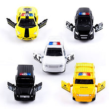 Load image into Gallery viewer, KIDAMI Die Cast Metal Little Toy Cars Set of 5, Openable Doors Pull Back Car Gift Pack for Kids (Police car)
