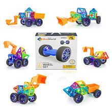 Load image into Gallery viewer, Hurtle Magnetic Blocks Wheels Set - Compatible with Other Brands of Standard Size Magnetic Tiles, Magnetic Toys Wheels Bases for Kids/Toddlers (2 pcs.)
