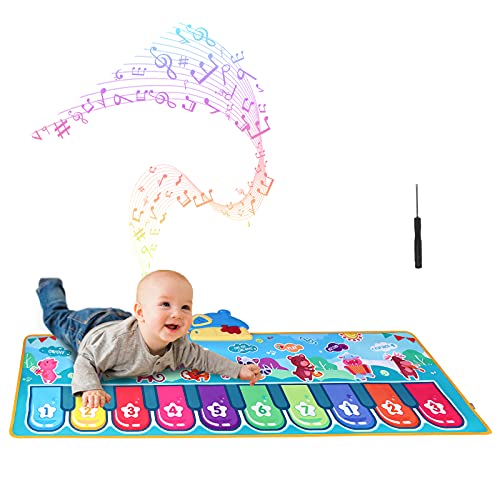 Piano Mat, Music Mat with 28 Music Sounds Floor Piano Dance Keyboard Musical Mat Step Piano Touch Playmat Early Educational Musical Toys Gift for Kids Age 1 2 3 Toddlers Baby Boys Christmas Birthday