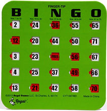 Load image into Gallery viewer, Regal Games 50 Green Fingertip Shutter Slide Bingo Cards
