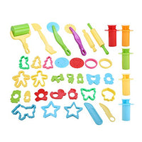 38Pcs Dough Tools Playset Kit Plastic Clay Dough Molds Cutters Clay Dough Accessories with Packing Bag for Air Dry Clay Dough Toddlers Play