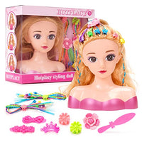 HOTPLACY Hair Styling Doll Head Colorful Hair Braid Extensions Attachments with Clip Beauty Hair Clips Hair Ties Styling Brush Accessories Playset for Girls