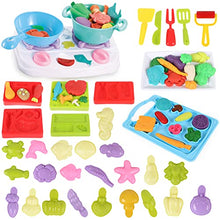 Load image into Gallery viewer, Clay Molds Playset Dough Kitchen Creations Stovetop Set,Multi Color Play Food Modeling Accessories,Gift for Kids Ages 3 and Up
