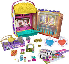 Load image into Gallery viewer, Polly Pocket Un-Box-It Playset, Popcorn Shaped Box Opens to a Movie Theater Adventure, 20 Accessories Including 2 Micro Dolls &amp; 3 Tiny Takeaways, Great All-Occasion Gift for Ages 4 Years Old &amp; Up
