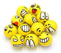 FIVOENDAR Set of 12 - Fun Face Stress Balls Cute Hand Wrist Stress Reliefs Squeeze Balls for Kids and Adults at School or Office Party Favors (Yellow Color Random Emotion Faces) (Emoji)