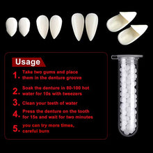 Load image into Gallery viewer, 16 Pairs Vampire Teeth Fangs Dentures Halloween Cosplay Props Fake Teeth with Teeth Pellets Adhesive for Halloween Costume Party Favors (13 mm, 15 mm, 17 mm)
