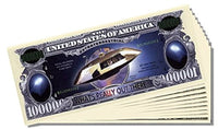 UFO Million Dollar Bill - Set of 25 With 1 Bonus Christopher Columbus Bill