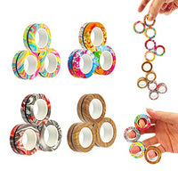 MBOUTrising 12Pcs Magnetic Ring Fidget Toys Pack, Stress Relief Fidget Spinner Toys for Training Relieves Reducer Autism Anxiety, Camouflage Fingers Fidget, Magic Balls, Anti-Stress Ring Balls