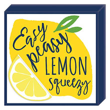Load image into Gallery viewer, &quot;Easy Peasy Lemon Squeezy&quot;, Navy Blue Square Plaque Decoration
