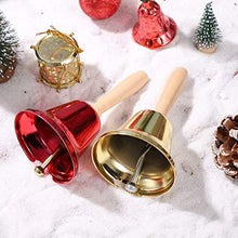 Load image into Gallery viewer, Amosfun 4Pcs Metal Hand Bell Christmas Call Bell with Wooden Handle for Hotel
