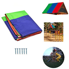 Load image into Gallery viewer, SEREBII Playground Replacement Canopy,52&quot; x 90&quot; Outdoor Swingset Shade Kids Playground Roof Canopy Waterproof Cover Replacement Tarp Sunshade UV Protection,Kids Playground Roof Canopy (GreenBlueRed)
