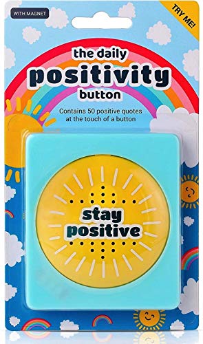 Daily Positivity Talking Button - Says 50 Positive Quotes and Affirmations - Stick On Fridge or Desk - Funny Inspirational Gifts for Men and Women - Novelty Motivational Happy Office Gadgets Toy