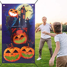 Load image into Gallery viewer, Blovec Halloween Pumpkin Ghost Castle Toss Games Banner with 4 Bean Bags for Kids, Adults, Family Party Favors, Indoor and Outdoor Halloween Decorations
