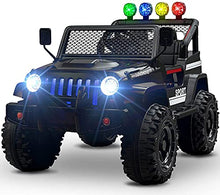 Load image into Gallery viewer, Kids Ride on Cars with Remote Control New Camouflage Color W/ Spring Suspension, Music, Story Playing, Colorful Lights, Sunshine Model (Black)
