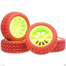 Load image into Gallery viewer, 4Pcs RC 603-8019 Red Rally Tires Tyre Wheel Rim For HSP 1:10 On-Road Rally Car
