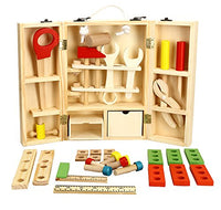 Lewo Wooden Tool Toys Pretend Play Toolbox Accessories Set Educational Construction Toys for Kids