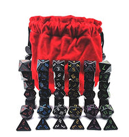 DND Dice Bag Large dice Bag Tabletop Game Pouch Red Velvet dice Bag with 6 Black dice Sets