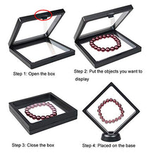 Load image into Gallery viewer, 4 Pieces Coin 3D Display Stand Box Set Diamond Square Medallion Challenge Coin Chip Display Stand Holder 3D Floating Frame Display Stand Box for Coins Medallions Jewelry 2.75&quot;x2.75&quot; Black
