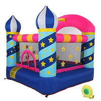 WHFKFBS Bouncy Castle Kids Jumping Play House Stars Inflatable Castle with Air Blower 420D Oxford Cloth 840D Face Inflatable Bounce for Kids for Outdoor and Indoor Use,Blue,88.58x86.61x84.65