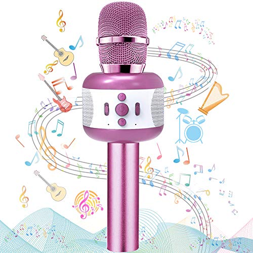 Ncknciz Microphone for Kids, Wireless Bluetooth Karaoke Microphone Portable Handheld Microphone Karaoke Mic Machine for Home Party Birthday - Best Christmas Birthday Gifts Toys (Purple)