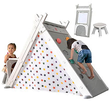 Load image into Gallery viewer, Merax Foldable Triangle Climber, 4-in-1 Kids Hideaway Play Tent with Art Easel, Stool for Toddlers, Climbing Triangle Crawling Tunnel Toy Activity Play Set (White)
