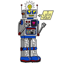 Load image into Gallery viewer, &quot;80&#39;s Love Robot&quot; Funny Cute Vintage Robot w/ Feelings - Vinyl Sticker
