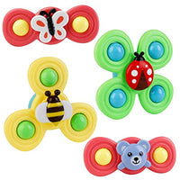 Suction Cup Spinning Top Toy Baby Bath Toy 4 PCS, COSYOO Spin Sucker Spining Top Spinner Toy Early Learner Toys for Baby Toys