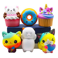 Korilave 6Pcs Squishies Toys Jumbo Slow Rising Squishy Pack Cupcake,Unicorn Cake,Donut,Cat for Kids Gift Stocking Stuffer,Party Favors,Classroom Prize Treasure Box