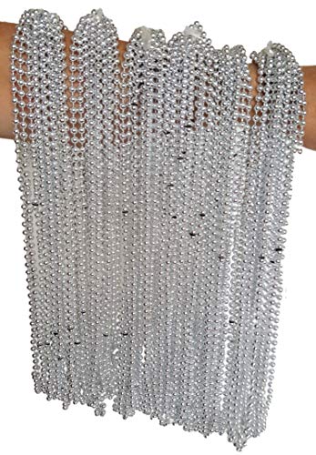 Dondor Metallic Beaded Necklaces, Case Packs (Silver)