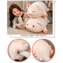Load image into Gallery viewer, WUZHOU Soft Fat Pig Plush Hugging Pillow, Cute Pig Stuffed Animal Toy Gifts for Bedding, Kids Birthday, Valentine, Christmas (Squinting Eyes,19.6in)
