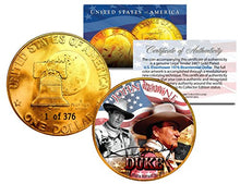 Load image into Gallery viewer, 1976 John Wayne 24K Gold Plated IKE Dollar Each Coin Serial Numbered of 376
