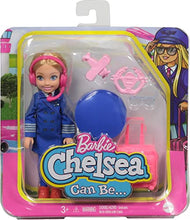 Load image into Gallery viewer, Barbie Chelsea Can Be Playset with Blonde Chelsea Pilot Doll (6-in), Luggage, Headset, Cockpit Wheel, Mini Plane, Glasses, Great Gift for Ages 3 Years Old &amp; Up
