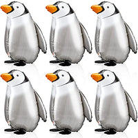 6 Pieces Walking Penguin Balloons Penguin Foil Balloons Pet Air Walkers Walking Animal Balloons Helium Balloons for Baby Shower Birthday Party Decoration Supplies