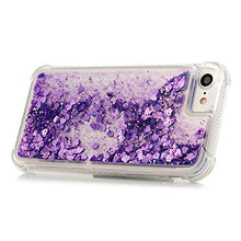 Load image into Gallery viewer, Tom&#39;s Village Clear Glitter Liquid Cover Quicksand Case for iPhone 7/8 Bling Shiny Sparkling Moving Flowing Sequins Hearts Shockproof Drop Resistant Flexible Soft TPU Bumper Slim Protector Purple
