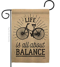Load image into Gallery viewer, Angeleno Heritage Life is All About Balance Garden Flag Sports Cycling Ride Bicycle Bike Velo Entertainment Activity Physical House Decoration Banner Small Yard Gift Double-Sided, Made in USA

