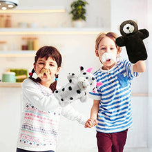 Load image into Gallery viewer, Stuffed Animals Hand-Puppets for Kids Toddlers, Bunny Cow Bear Wolf Plush Puppets for Storytelling Role Play Puppets Theaters, Set of 4
