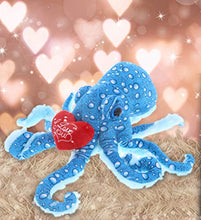 Load image into Gallery viewer, DolliBu I Love You Wild Collection Plush Blue Octopus - Cute Stuffed Animal with Red Heart and with Name Personalization for Valentine, 16&quot;
