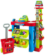 Load image into Gallery viewer, Creative Time Kids Supermarket Super Fun Playset with Shopping Cart
