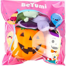 Load image into Gallery viewer, BeYumi Halloween Squeeze Slow Rising Toys, Set of 4  Pumpkin, Ghost, Zombie, Bat, Soft Scented Squeeze Stress Relief Toys, Kawaii Collection Decompression Simulation Toys for Kids Party Favor Gifts
