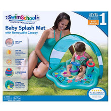 Load image into Gallery viewer, Swimschool Splash Play Mat with Backrest, Removable Canopy, for Babies and Toddlers, Inflatable Kiddie Pool with Three Toys, 6 to 24 Months, Aqua
