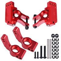 Aluminum Caster Block & Front Steering Block & Rear Stub Axle Carriers for Traxxas 1/10 2WD Slash Stampede, Upgrade 3632 3736 3752, Red