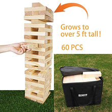 Load image into Gallery viewer, Festival Depot 60 Pieces Classic Giant Tumble Tower Jumbo Pine Wooden Stacking Blocks Set with Carrying Bag from 2 Feet to Over 5 Feet for Adult and Family Timber Game
