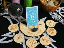 Load image into Gallery viewer, OKDOKEY 2pc Wooden Tarot Card Stand, 10&quot; &amp; 5&quot; Card Holder for 3 Tarot &amp; 1 Tarot, Lenorman or Oracle Card, Witchcraft Divination Tools and Spiritual Decorm, Altar Decor Supplies
