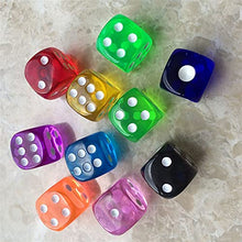Load image into Gallery viewer, YXXJJ dice 10PCS/Lot Filleted Corner Dice Set Colorful Transparent Acrylic 6 Sided Dice for Club/Party/Family Games Easy to roll, not Easy to Damage (Color : NO 2)
